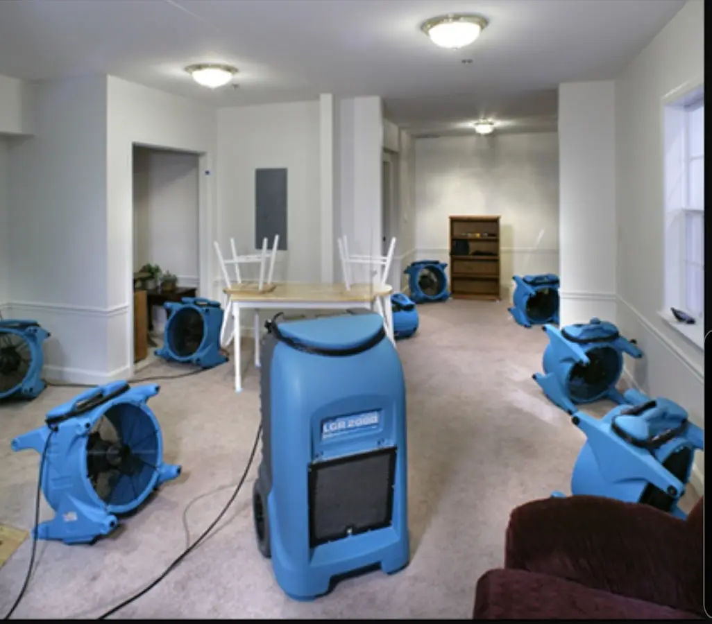 Air movers and dehumidifier setup for Water Damage Restoration in Clifton Park